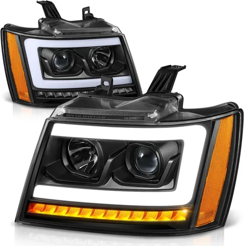 Miniatura 12 de Auto Dynasty - Juego de faros delanteros LED DRL compatible con 2007-2014 Chevy Tahoe Suburban Avalanche, lámparas de proyector para lado