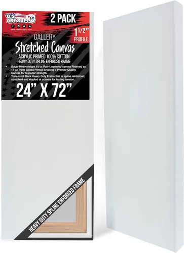 Miniatura 29 de U.S. Art Supply Lienzo estirado mediano para pintar de 12 x 48 pulgadas, profundidad de galería de 1-1/2 pulgadas de grosor, paquete de 2 – triple