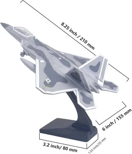 Miniatura 3 de Ailejia Diecast F 22 Fighting Falcon Avión Modelo Militar Avión Tire hacia atrás con luces y sonidos Fighter Jet Juguetes para niños F 22 Gris