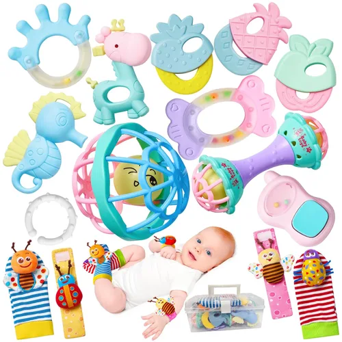 15 sonajeros para bebés de 0 a 6 meses, sonajeros de bebé sin BPA de 0 a 3, 6 a 12 meses para recién nacidos, juguetes suaves de dentición, juguetes