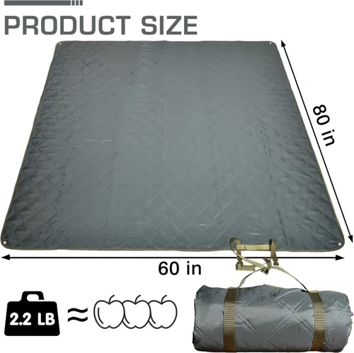 Miniatura 3 de Manta de picnic impermeable de 80 x 60 pulgadas, portátil con correa de transporte para alfombra de playa o fiesta familiar al aire libre, camping