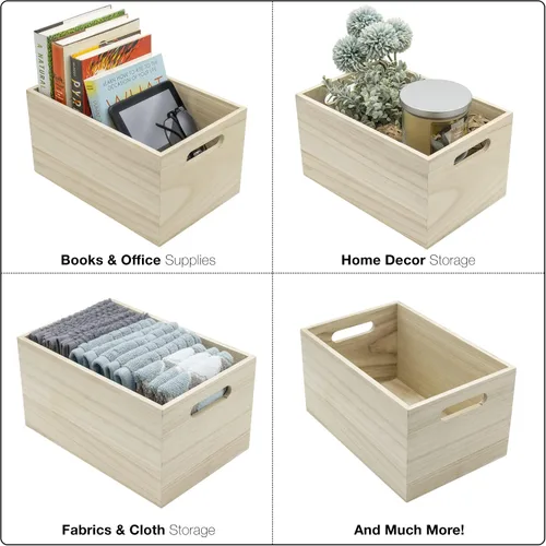 Miniatura 7 de Sorbus Cajas de madera sin terminar, contenedores organizadores, caja de madera para almacenamiento organizador de despensa, armario, artes
