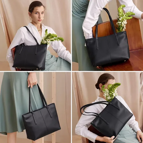 Miniatura 2 de Cnoles Bolso de mano de cuero para mujer, bolso de mano, bolso de mano, para mujer, con asa superior, grande, suave, bolso de hombro