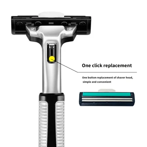 Miniatura 3 de Maquinillas de afeitar para hombre, 2 hojas de afeitar para hombre, incluye 1 mango y 30 cabezales de afeitar reemplazables, afeitadora de viaje