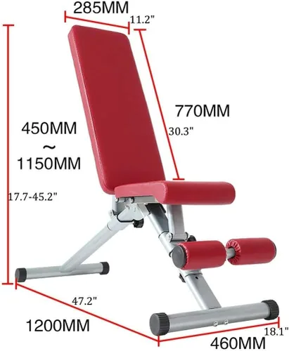 Miniatura 5 de Banco de pesas ajustable para entrenamiento en casa, gimnasio, levantamiento de pesas, banco de entrenamiento plano plegable de 330 libras, banco