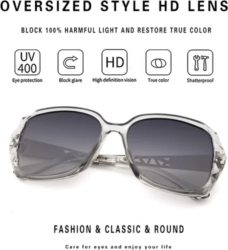 Miniatura 5 de LECKIRUT - Lentes de sol de gran tamaño para mujer, lentes de sol clásicos y a la moda con protección UV polarizada