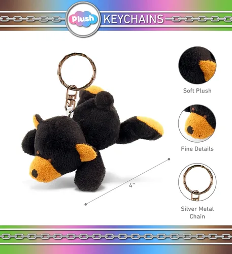 Miniatura 2 de Puzzled Llavero de peluche de oso negro, juguete de peluche suave con dije de oso negro, accesorio de juguete de peluche divertido, 4 pulgadas