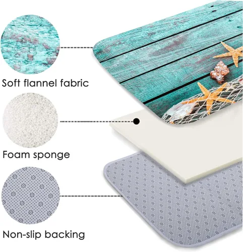 LYFANS La alfombra de espuma de esponja para baño y cocina es absorbente y suave (24 x 71 pulgadas), y el tapete azul se utiliza para mesita de