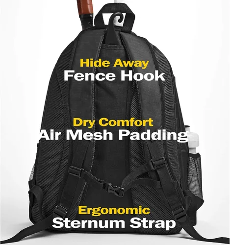 Miniatura 5 de Athletico Mochila de tenis Premier – Bolsa de tenis con capacidad para 2 raquetas en compartimento acolchado Compartimento ventilado separado