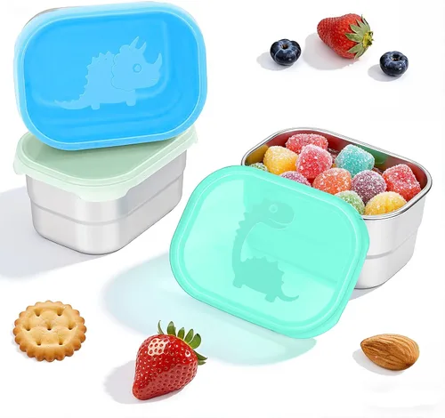 Miniatura 19 de Tanjiae Recipientes Pequeños de Acero Inoxidable para Almuerzo para Niños A Prueba de Fugas Sin BPA Recipientes para Aperitivos con Tapas