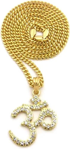 Miniatura 3 de Brillante joyeros Estados Unidos para hombre nueva india Yoga Om Iced Out colgante de 24" cuerda, cadena, caja cubano Hip Hop collar inspirado