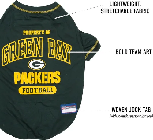 Miniatura 4 de NFL Green Bay Packers Camiseta para Perros para Mascotas, Talla Mediana. Camiseta para Mascotas con Licencia Oficial con Logotipo del Equipo, Ropa