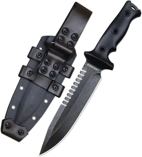 Cuchillo táctico de 11.5 pulgadas Full Tang Jungle Primitive Fixed, Dientes Dorsal afilados y cuchillo de supervivencia para campamento, mango de