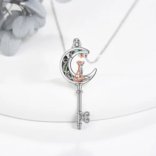 Miniatura 3 de Collar de plata de ley con colgante de zorroserpienteunicorniobúho en la lunaconejocaballo, joyería de regalo para mujeres, mamá, hermana