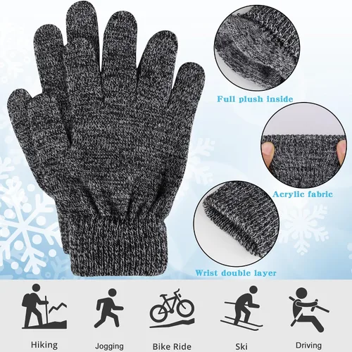 Miniatura 3 de 12 pares de guantes de invierno de punto cálidos a granel para adultos, guantes mágicos elásticos para hombres, mujeres y adolescentes