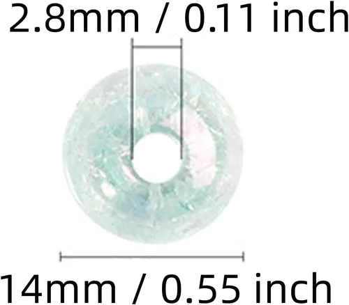 Miniatura 4 de 200 piezas de cuentas de cristal acrílico de colores redondas, cuentas de vidrio agrietado, dijes para hacer joyas, pulseras, aretes, collares