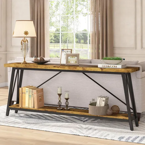 Miniatura 4 de Tribesigns Mesa de sofá extra larga de 70.9 pulgadas detrás del sofá, mesa consola de entrada industrial para pasillo, entrada y sala de estar