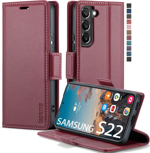 Miniatura 14 de Funda tipo cartera para Samsung Galaxy S22 5G con tarjetero y función atril, bloqueo magnético RFID, funda de piel con tapa para Galaxy S22 5G