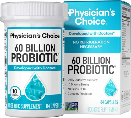 Physician's CHOICE Probióticos 60 mil millones de UFC – 10 cepas + prebióticos orgánicos – Salud inmunológica, digestiva e intestinal – Apoya el
