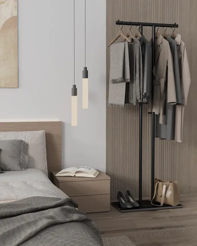 Miniatura 3 de OUTBROS Perchero de metal grande independiente con base de roca, almacenamiento de ropa de pie para interiores, 23.6 pulgadas de ancho, resistente