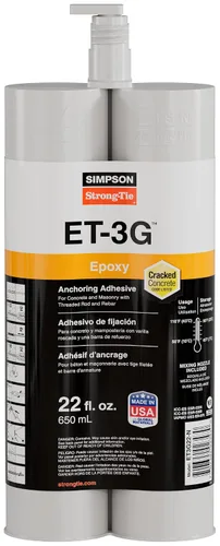 Miniatura 2 de Simpson Strong-Tie ET3G22-N ET-3G Cartucho adhesivo epoxi de 22 onzas con boquilla y extensión