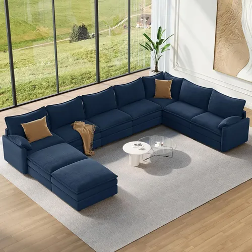 Miniatura 107 de Vesgantti 2 Piece Loveseat & 3 Seater Sofa Set, Modular Cloud Couch, Beige