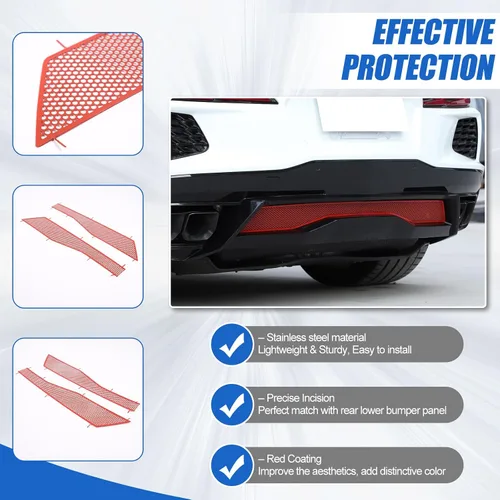 Miniatura 4 de Rejillas de malla para parachoques trasero inferior compatibles con Chevrolet Corvette C8 Stingray 2020-2026, radiadores de parachoques trasero