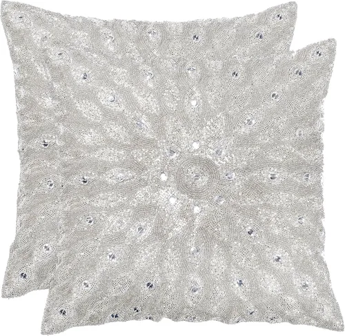 Miniatura 19 de Lightnpro - Funda de almohada hecha a mano con cuentas doradas, 12 x 12 pulgadas, elegante funda de cojín decorativo de acento para sofá, sillón