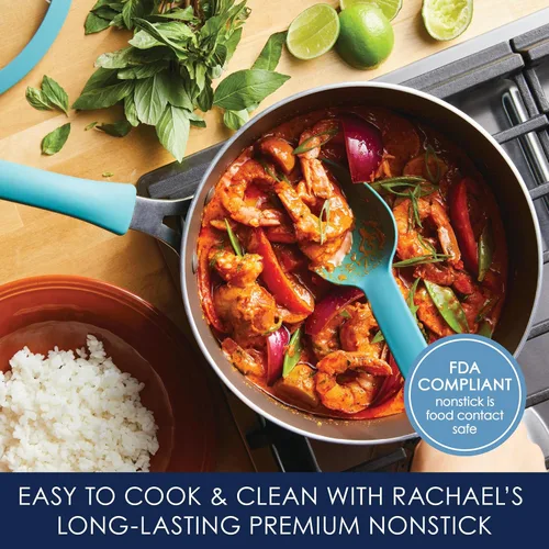 Miniatura 3 de Rachael Ray Cook + Create Sartén Sauté Antiadherente con Tapa, 3 Cuartos, Azul Agave