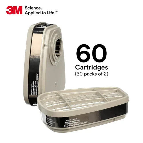 Miniatura 3 de 3M Cartucho respirador 6001, 30 pares, ayuda a proteger contra vapores orgánicos, limpieza, pintura, dispensación de productos químicos, limpieza
