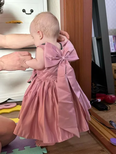 Miniatura 5 de 6M-8T - Vestido de fiesta de tutú para bebé, con lazo grande, para concurso de cumpleaños, para bautizo