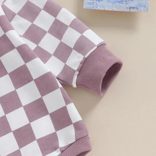 Miniatura 6 de Karuedoo Sudadera a cuadros para bebé niño y niña, mameluco de gran tamaño, manga larga, con burbujas, ropa neutra para otoño
