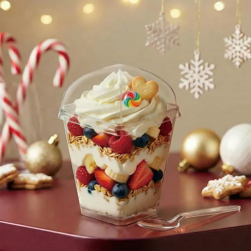 Miniatura 2 de Hiasobre Paquete de 100 vasos de postre de plástico transparente de 5 onzas con tapas y cucharas, tazas cuadradas reutilizables para aperitivos