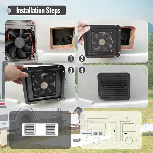 Miniatura 5 de AUTOXBERT Ventilador de ventilación de escape para caravana, 2.4 W, 12 V, ventilador de ventilación de aire silencioso unidireccional para caravana