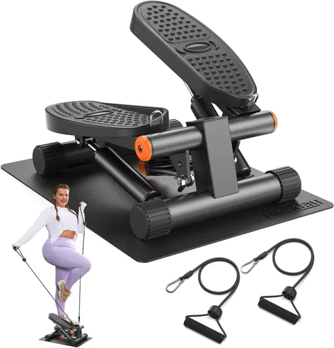 Niceday Steppers para ejercicio, escalera con bandas de resistencia, mini stepper con capacidad de carga de 136 kg, stepper de fitness hidráulico