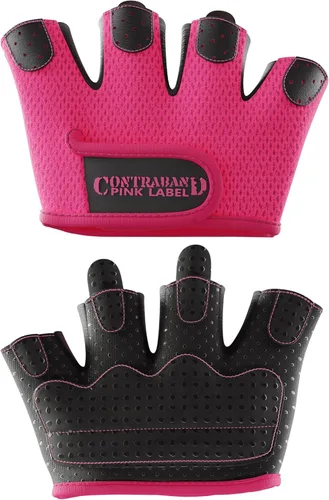 Miniatura 9 de Contraband Pink Label 5537 Guantes de levantamiento de peso para mujer MICRO con acolchado de silicona Grip-Lock (par) - Guantes medio dedos Gris