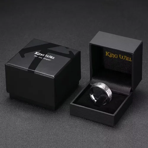 Miniatura 6 de King Will Anillo de boda de tungsteno con nudo celta y llave griega, con dos ranuras, borde pulido con láser, nudo celta y centro de llave griega