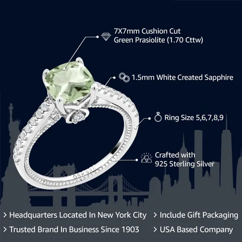 Miniatura 2 de Gem Stone King Anillo de compromiso de plata de ley 925 con piedra natal de 0.276 in y zafiro blanco creado Anillo de compromiso de boda