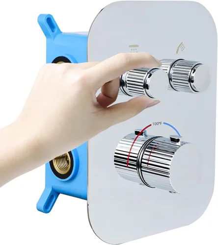 Miniatura 10 de Válvula termostática de ducha desviadora de ducha de 2 vías con control de temperatura, mezcla de ducha, desviador de flujo ajustable (negro mate)