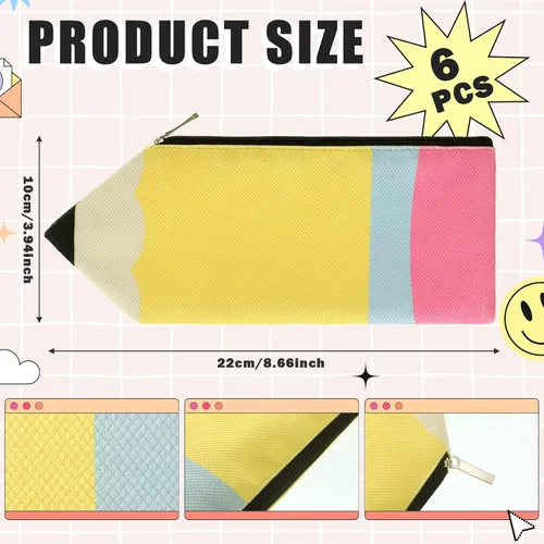 Miniatura 2 de Kisston 6 piezas de regalo de agradecimiento para profesores de Navidad, estuche en forma de lápiz, estuche a granel, bolsa kawaii bolsa portátil