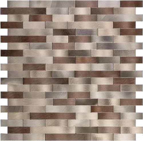Miniatura 11 de Azulejo de mosaico de metal en muro - LNG oblonga en negro/gris/plateado 5 piezas/paquete - Estilo retro rústico vintage para remodelar la pared