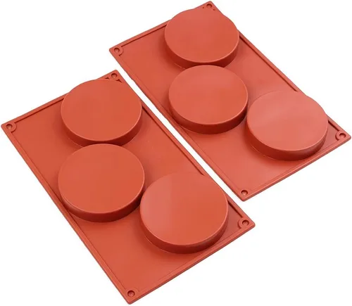 Miniatura 4 de homEdge Molde de silicona con forma de disco de 3 cavidades, 3 paquetes de pastel de disco, gustard, posavasos de resina, tarta y moldes de jabón