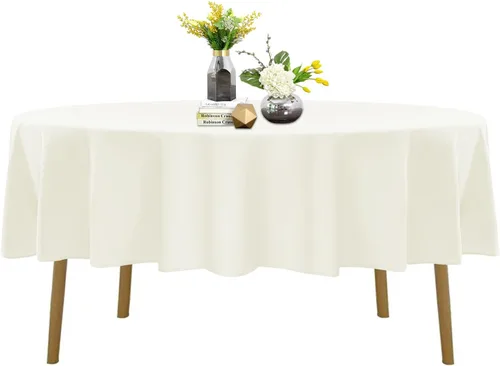 Miniatura 82 de Mantel de poliéster lavable de 90 pulgadas, resistente a las manchas y a las arrugas, mantel decorativo para mesa de comedor, fiestas de bufé y Negro