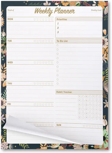 Oriday Planificador semanal organizador de tareas, 52 hojas sin fecha de planificación extraíble (7.8 x 10 pulgadas, flor oscura)