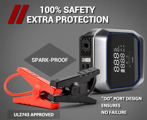 Miniatura 6 de Arrancador de salto con compresor de aire, paquete de batería portátil de 2500 A (8.5 gas/8.0L diesel) 160PSI 20000mAh inflador de neumáticos