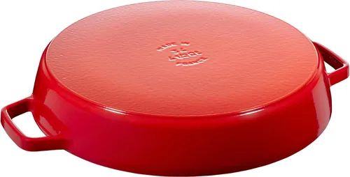 Miniatura 2 de Staub Sartén de hierro fundido de 13 pulgadas con doble asa - Cereza, fabricada en Francia