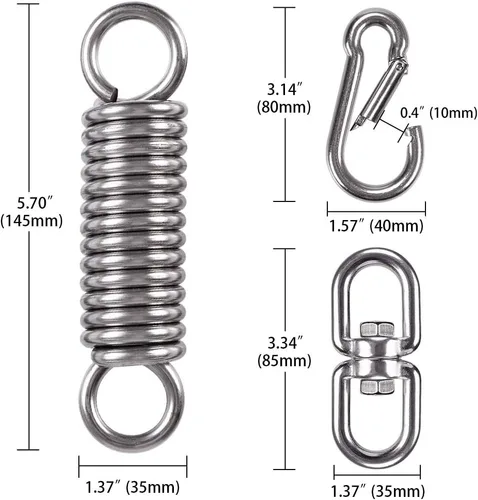Miniatura 6 de Kit para colgar silla de hamaca, accesorios de resorte oscilante, gancho giratorio de suspensión resistente para silla colgante, asiento mecedor