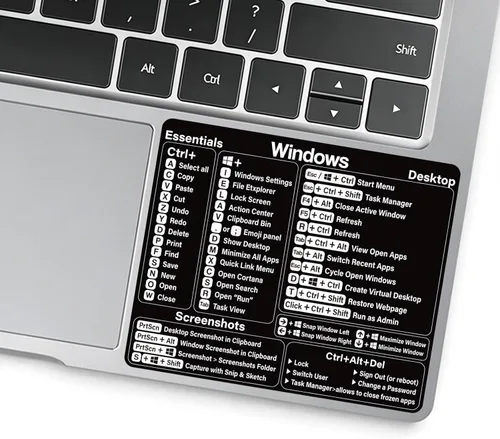 Adhesivo de acceso directo de Windows – Adhesivo de vinilo de acceso directo de teclado, calcomanías de atajos de teclado de laptop, para cualquier