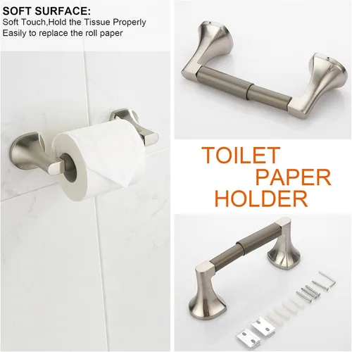 Miniatura 5 de BGL Juego de accesorios de baño de níquel cepillado ajustable expandible, juego de 4 piezas de accesorios de baño montado en la pared, gancho