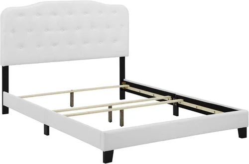 Miniatura 4 de Modway Amelia - Base de cama tapizada de tela capitoné tamaño Queen, color blanco